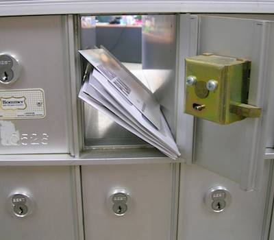 Mail sitting in PO box. 