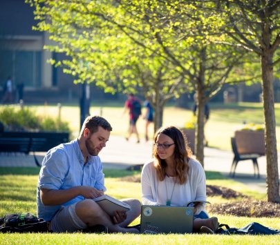 students study in the quad