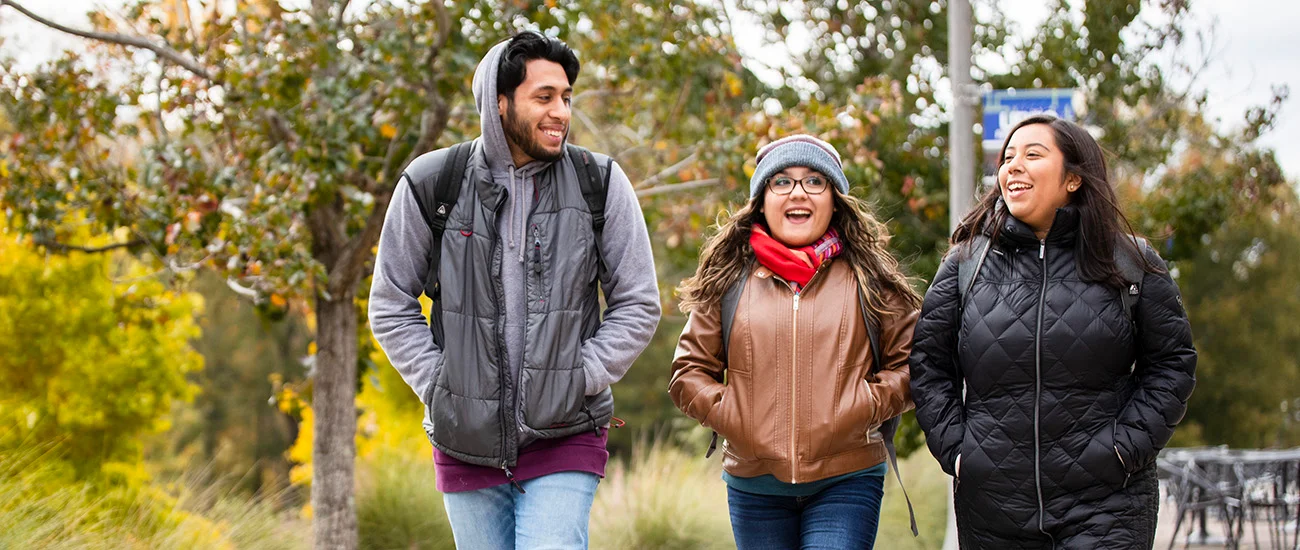students walking on campus