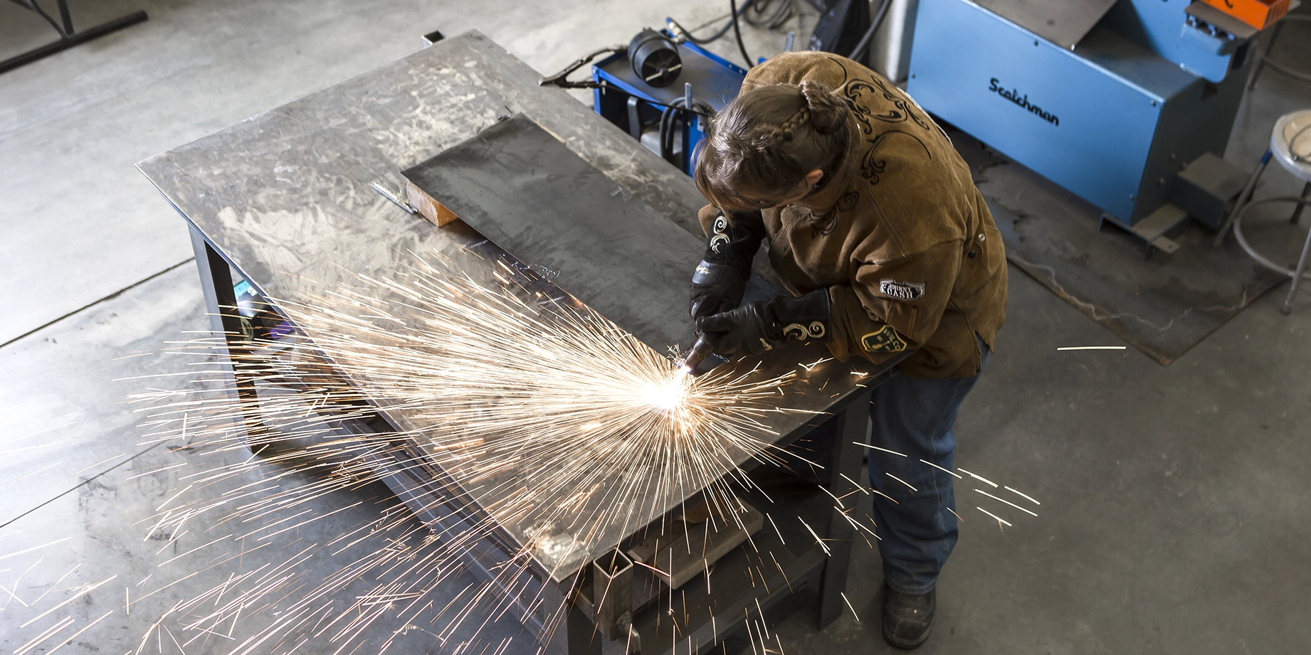 student welding
