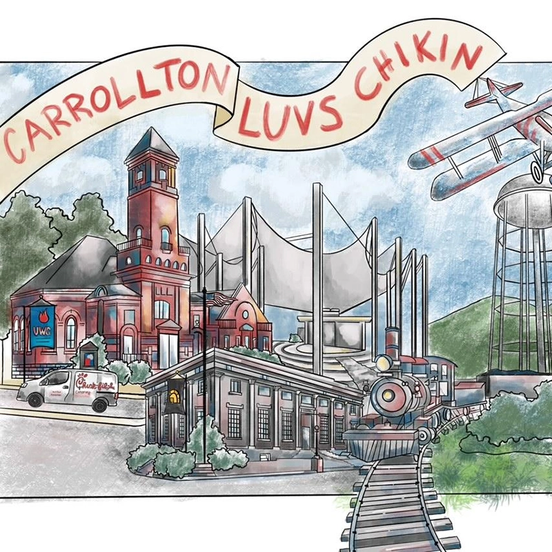 Chick-fil-a painting: "Carrollton Luvs Chikin"