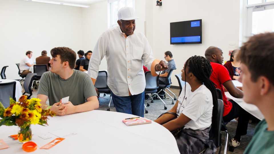 Student studying with laptop