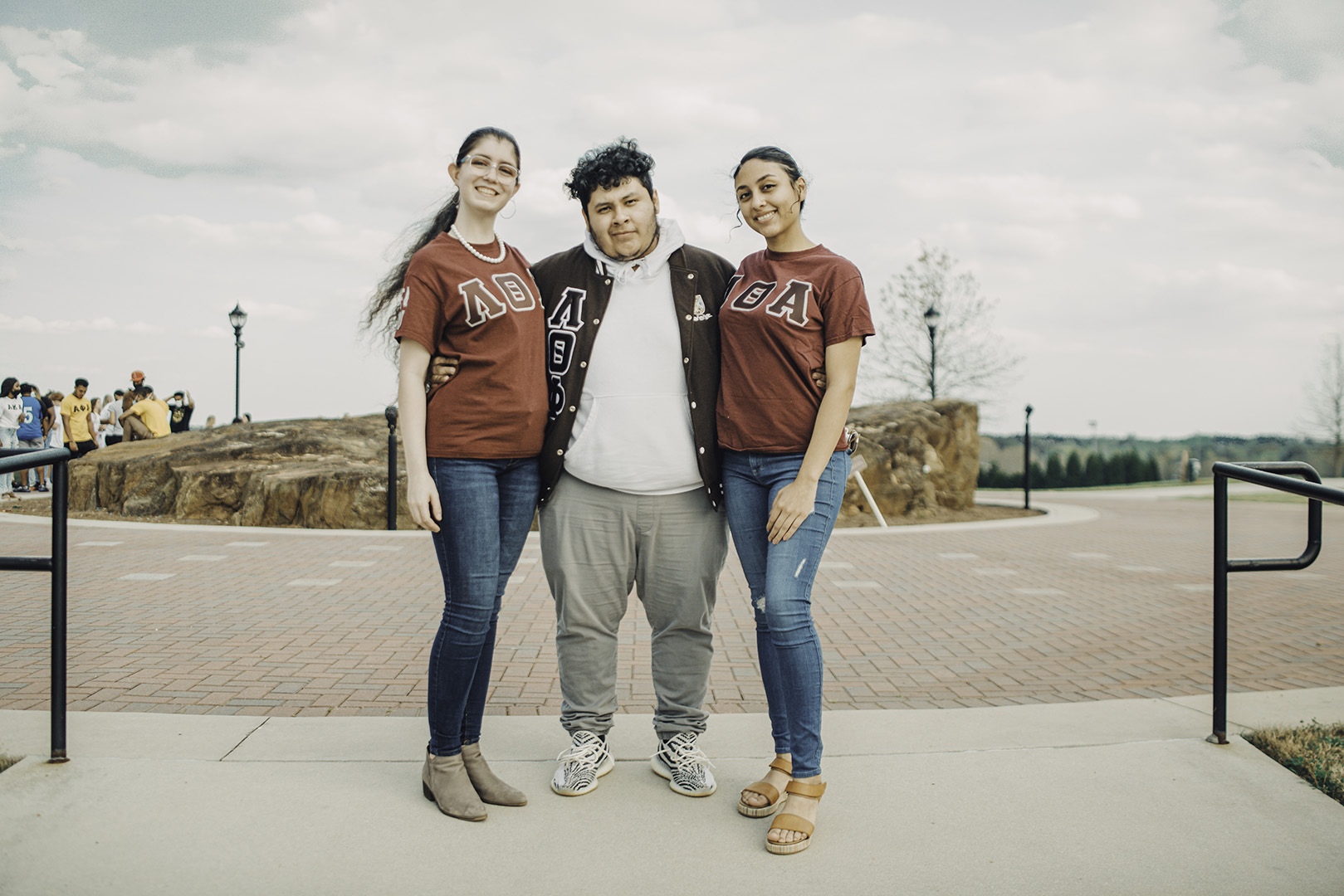 fraternity and sorority students in greek village
