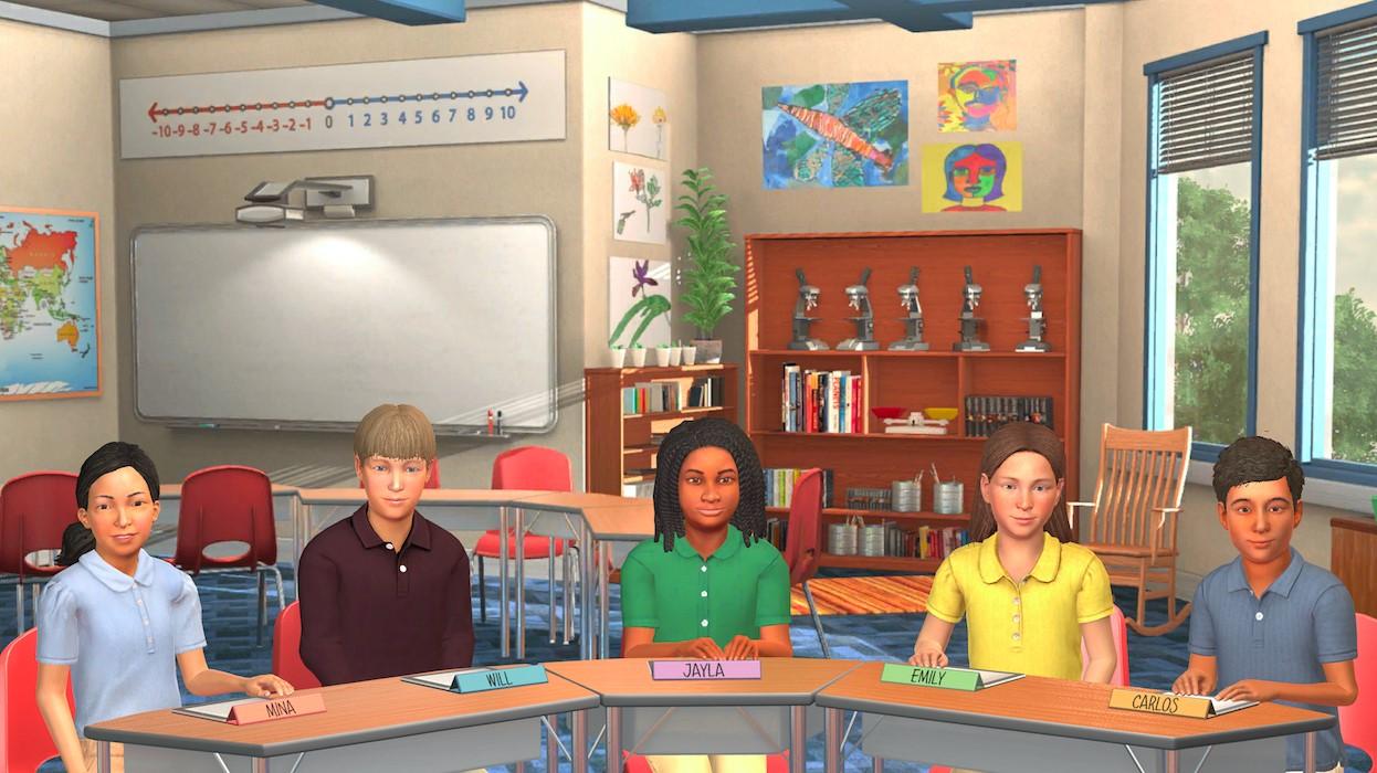 a class of five simulated upper-elementary students