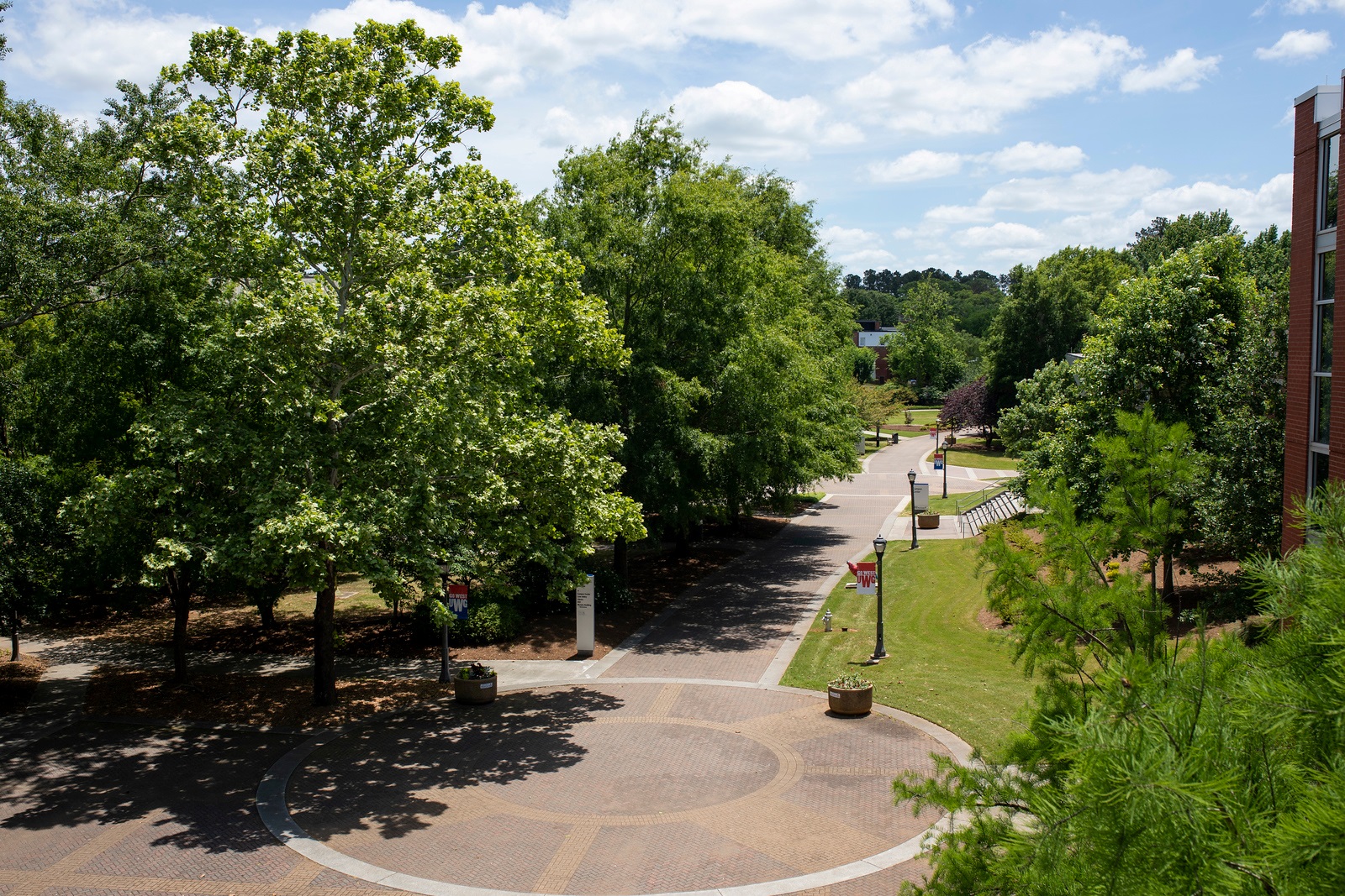 Students walking on campus.