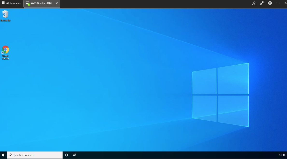 Windows Virtual Desktop with blue Windows wallpaper