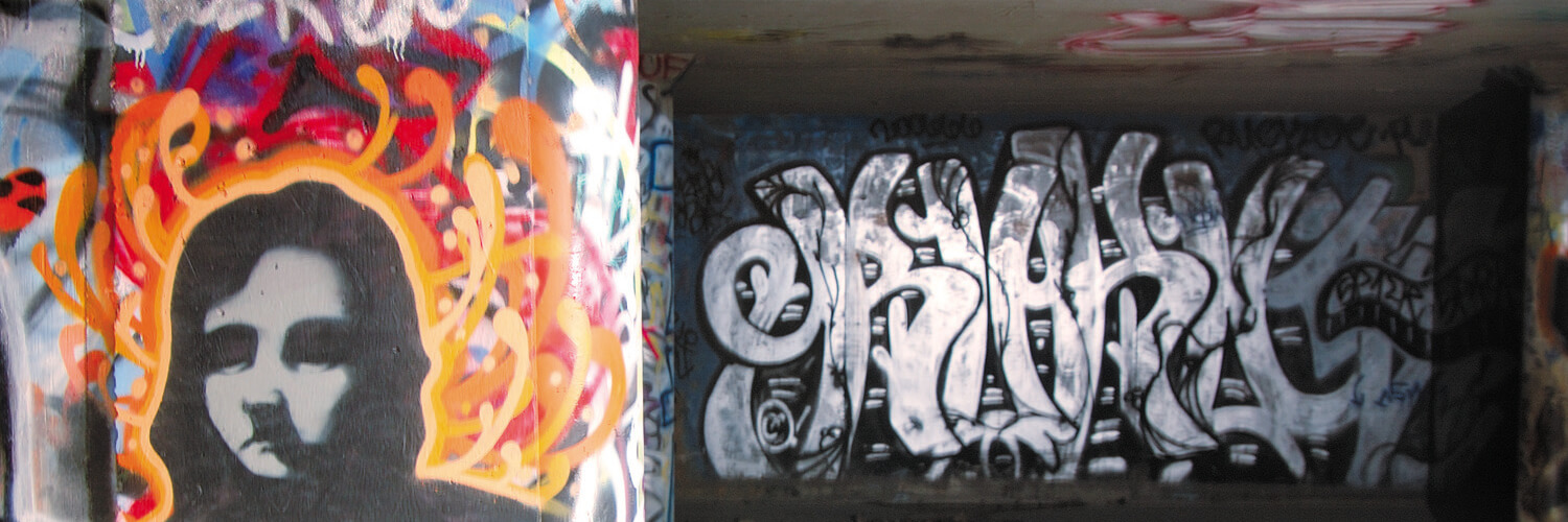 Graffiti in underground tunnel