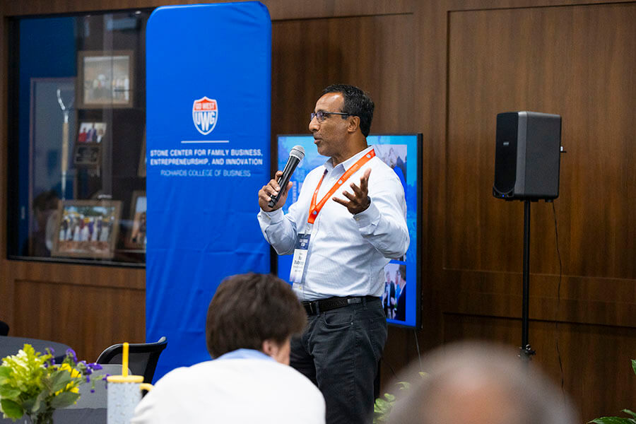 Raja Bhattacharya speaks at the Family Business Retreat