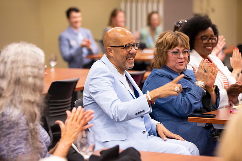 Trent North and Samantha Fuhrey, COE alumni and National Superintendent of the Year finalists