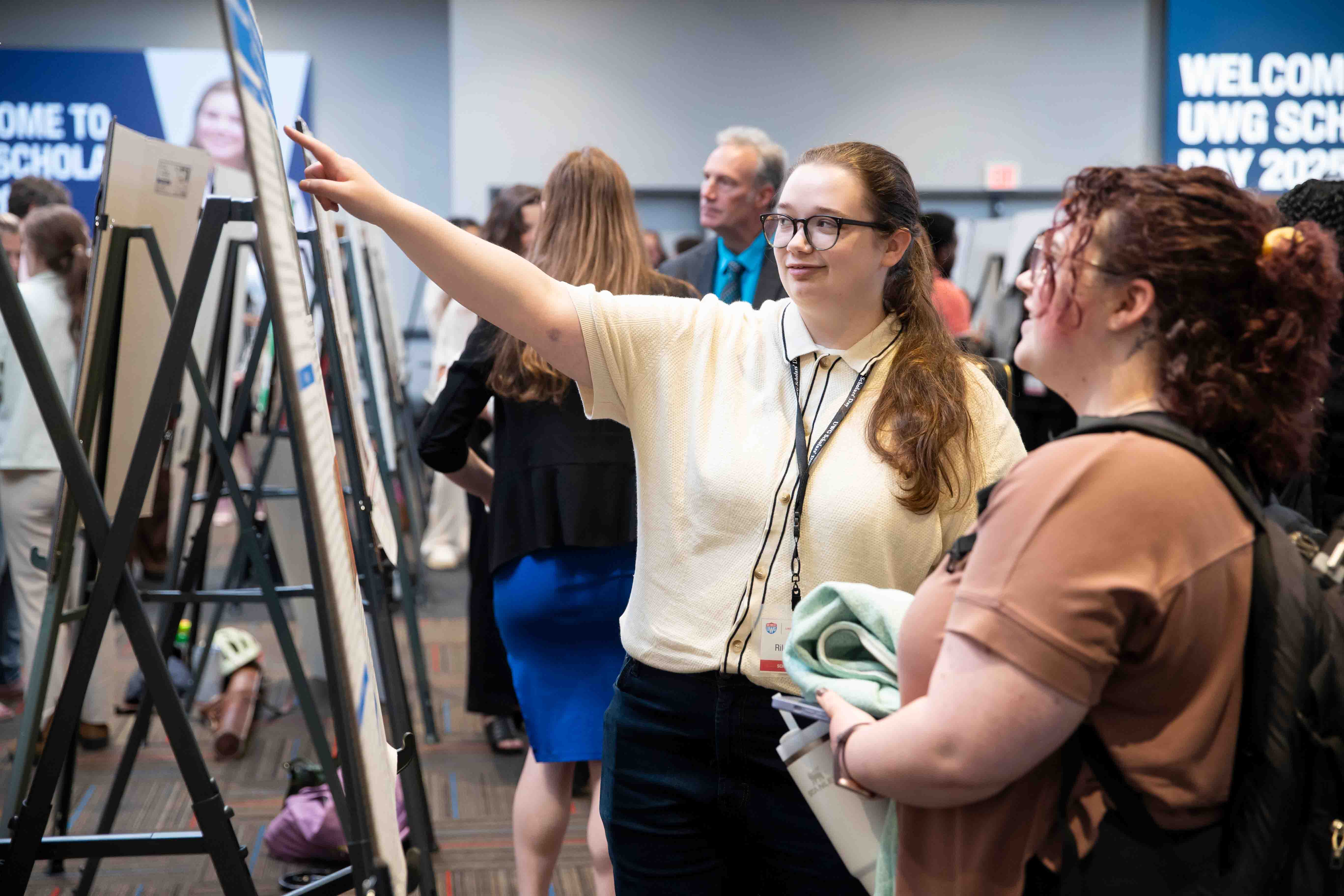 Student presenting research