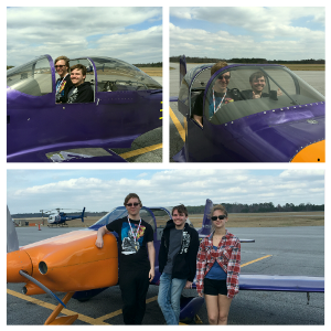 Physics and Engineering club members in a small aircraft