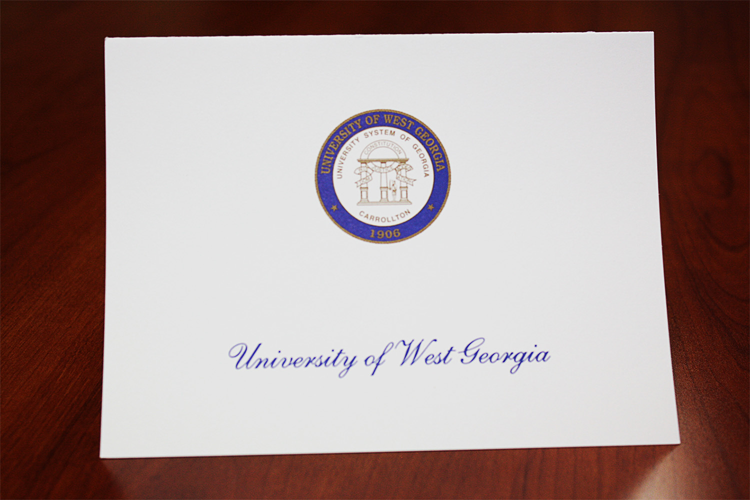 Blue and Gold UWG seal Thank you card example