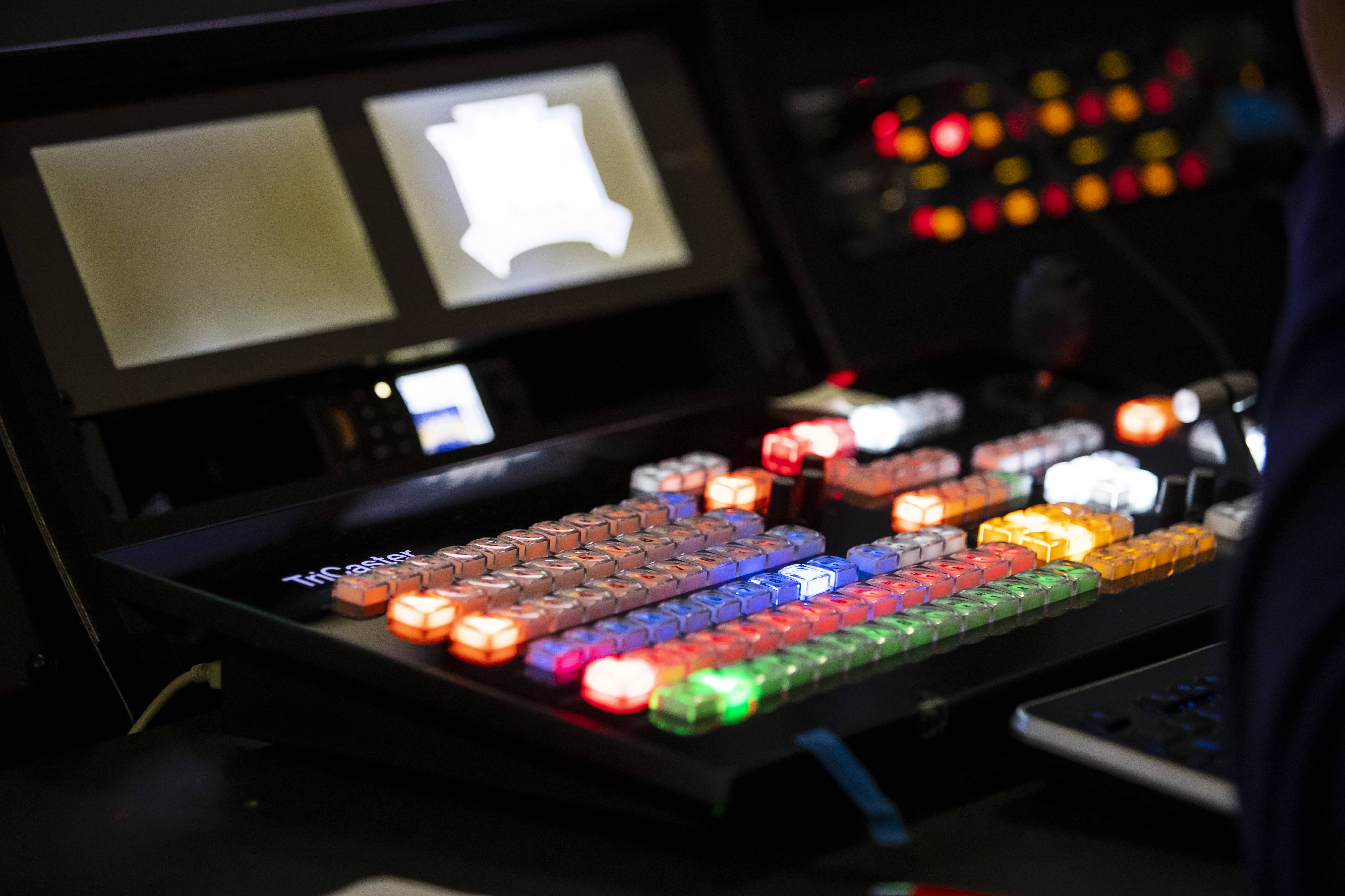 close up of colorful audioboard.