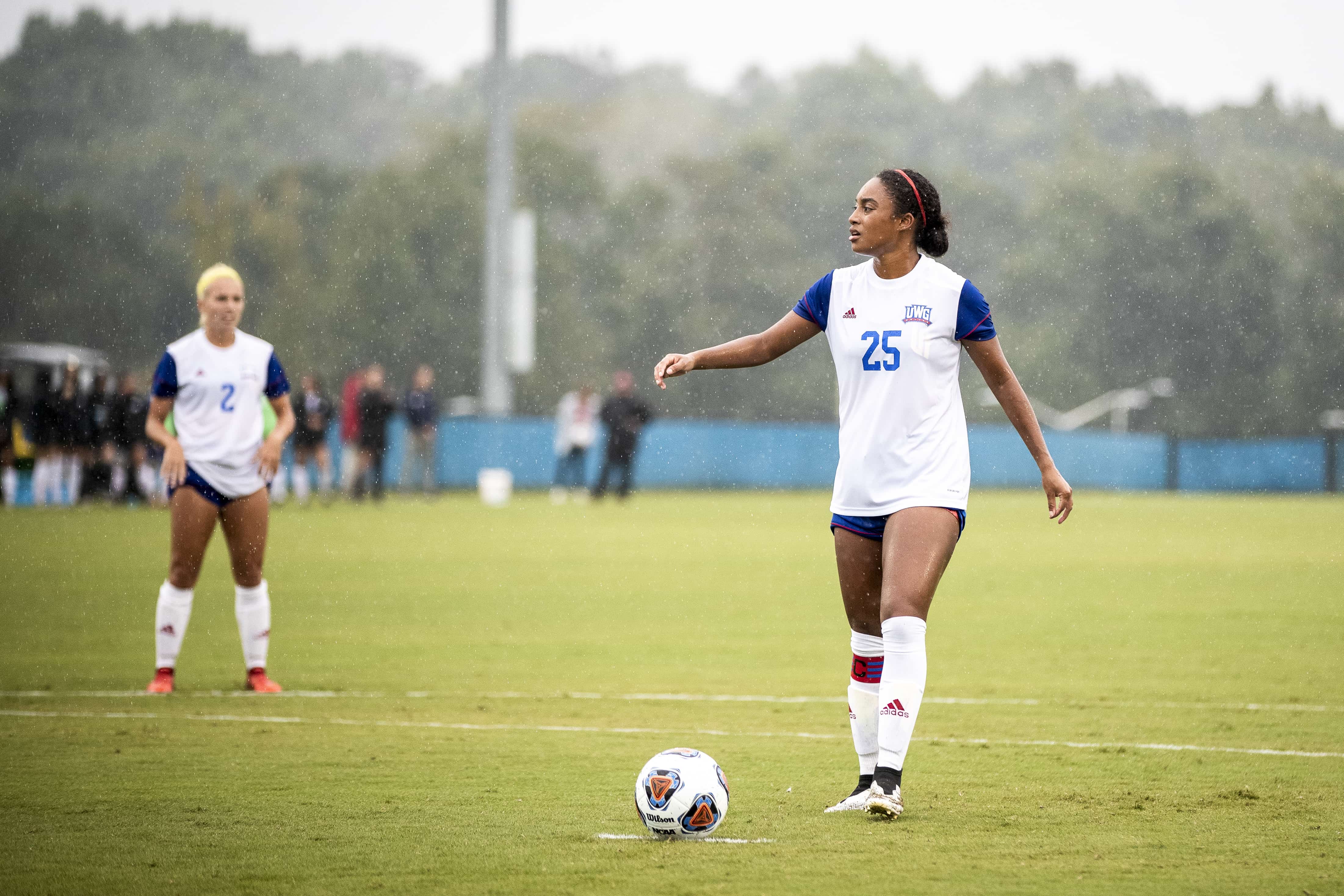 Women's Soccer in the rain.