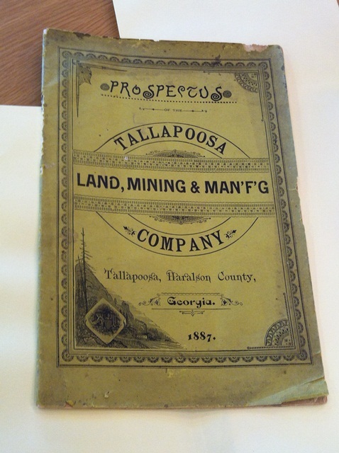 Prospectus of the Tallapoosa Land, Mining & Man’f’g Company, Tallapoosa, Haralson Co., Georgia, 1887