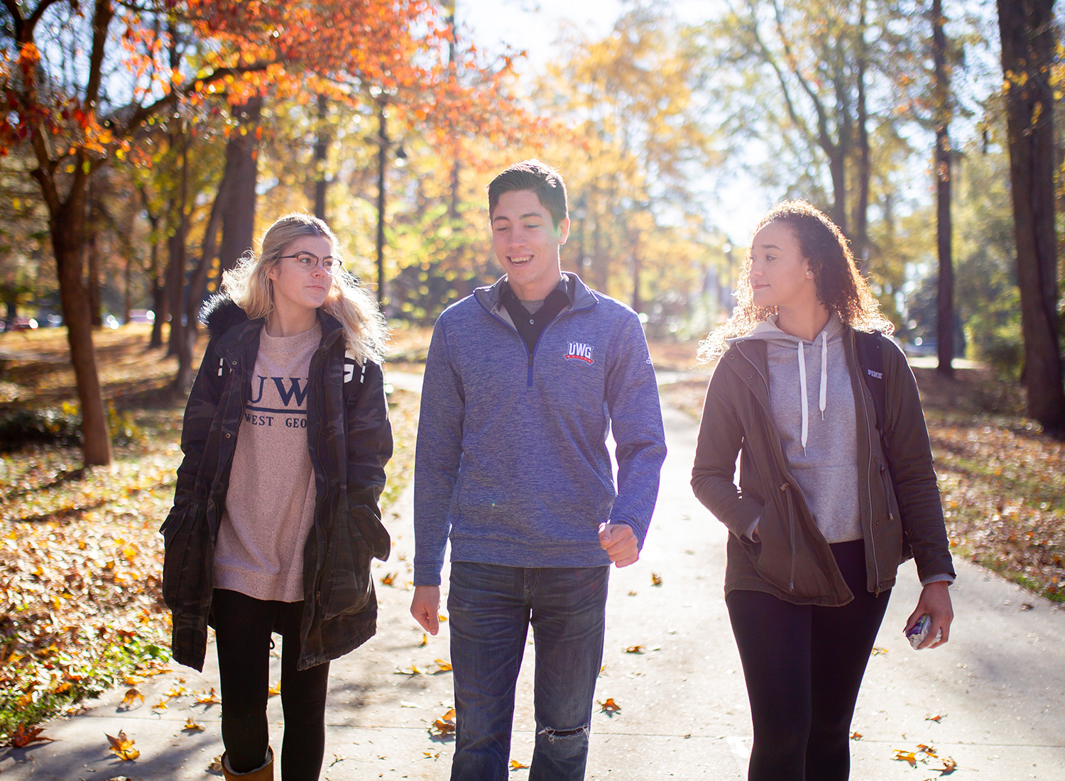 Students walking outside on campus