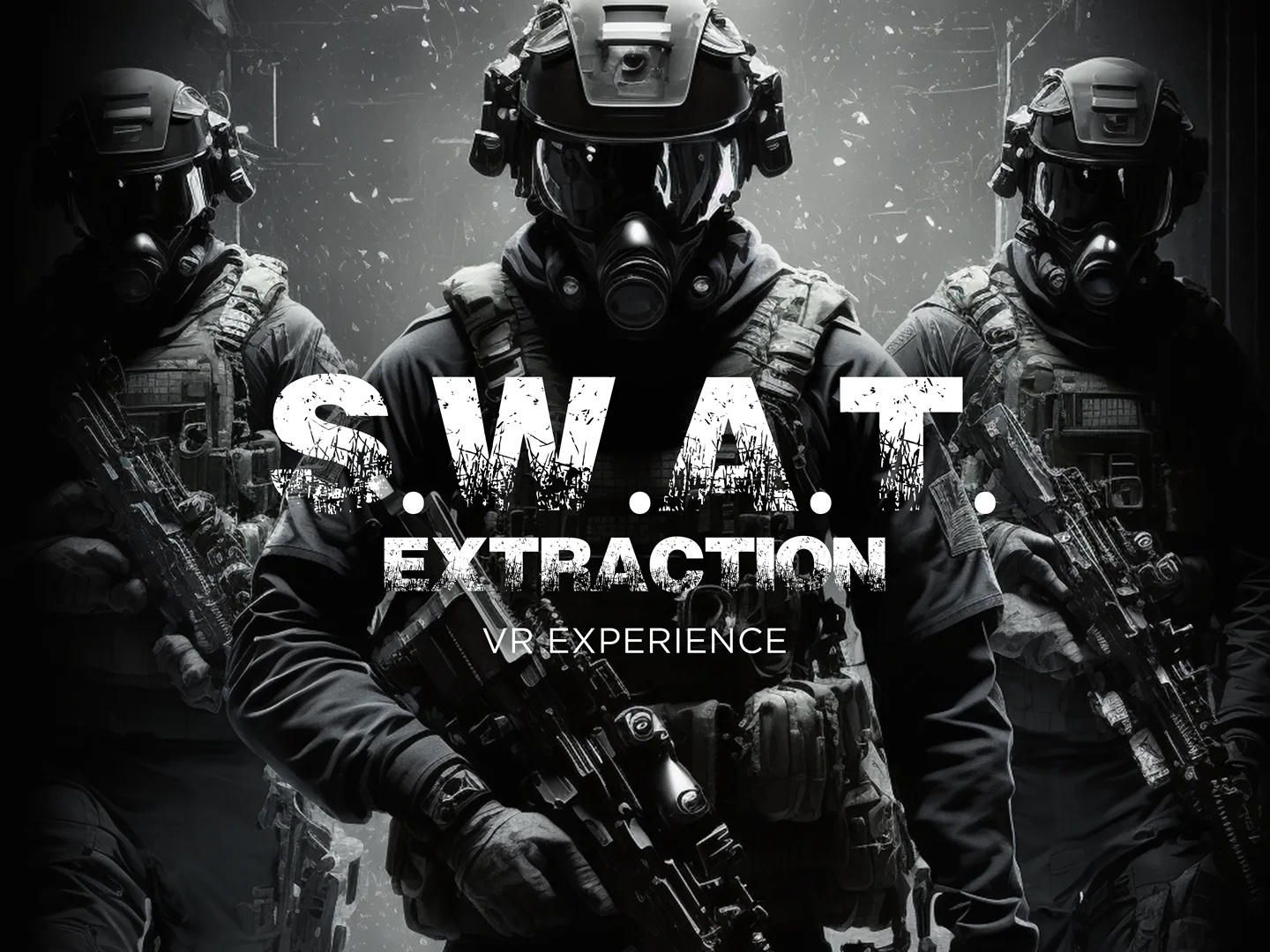 Swat Extraction game showing swat team in black and white.