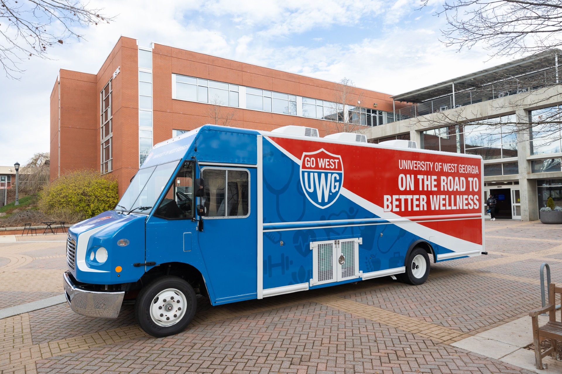 Mobile Unit On-Campus in front of the TLC at UWG