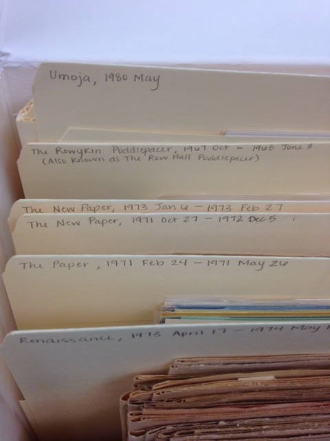 View of one box of materials from the Alternative Publications archive