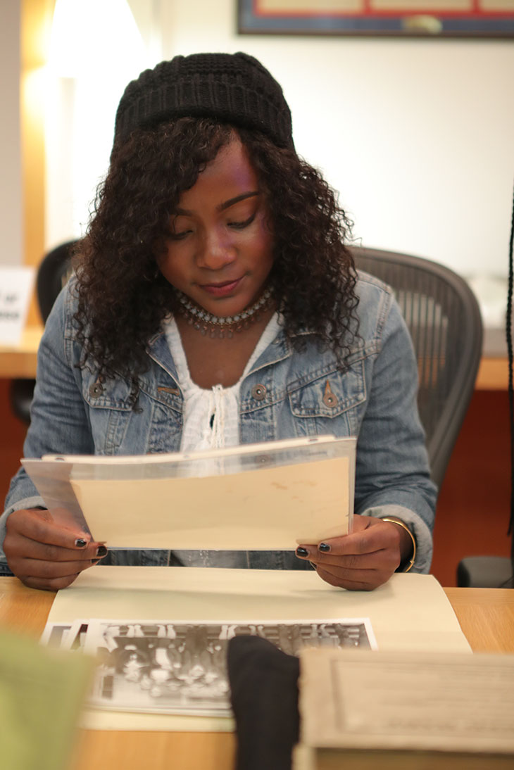 View of student using Special Collections materials