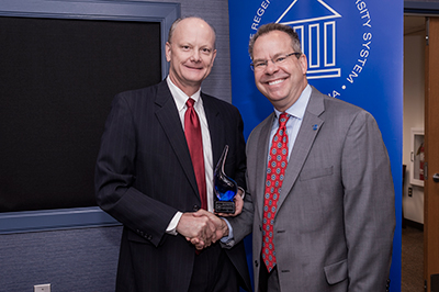 Chancellor Dr. Steve Wrigley and UWG President Dr. Kyle Marrero